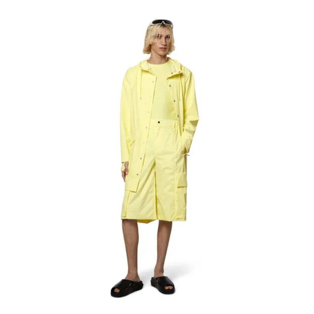 Rains Unisex Longer Rain Jacket Yellow Straw Sz Med NEW Hiking Vacation Gorpcore